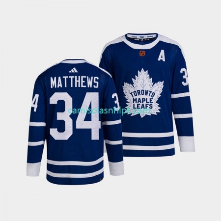 Camiseta Toronto Maple Leafs Auston Matthews 34 Adidas 2022 Reverse Retro Azul Authentic - Homem